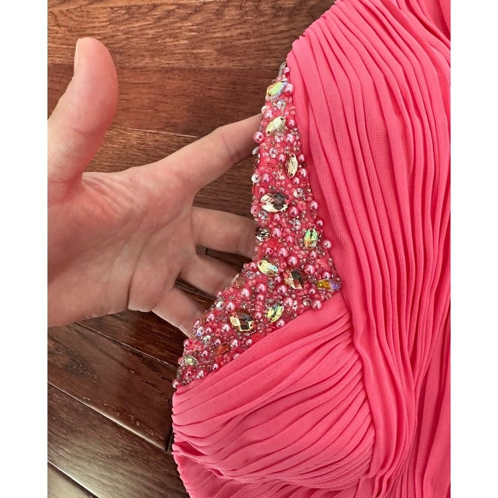 Decode 1.8 Peach Feminine Strapless Beaded Embellihsed Gown Dress Size 2 - Picture 8 of 11